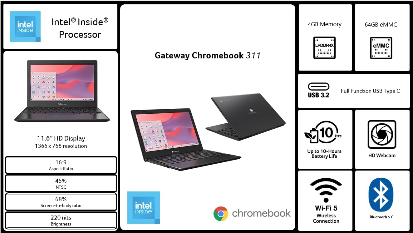 Acer Gateway Chromebook 311 4 GB RAM 64 GB HARD DISK