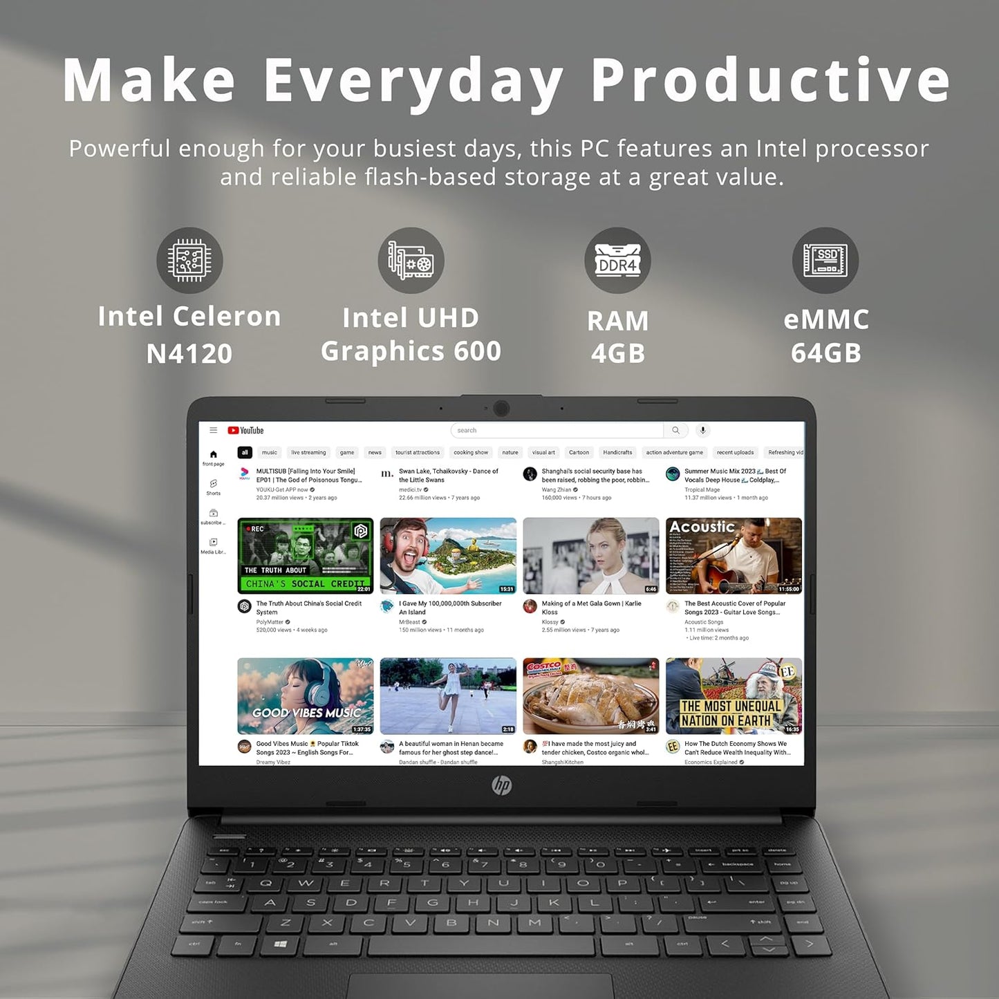 HP 2022 Stream 14 Intel Celeron N4120, 4GB RAM, 64GB SSD,