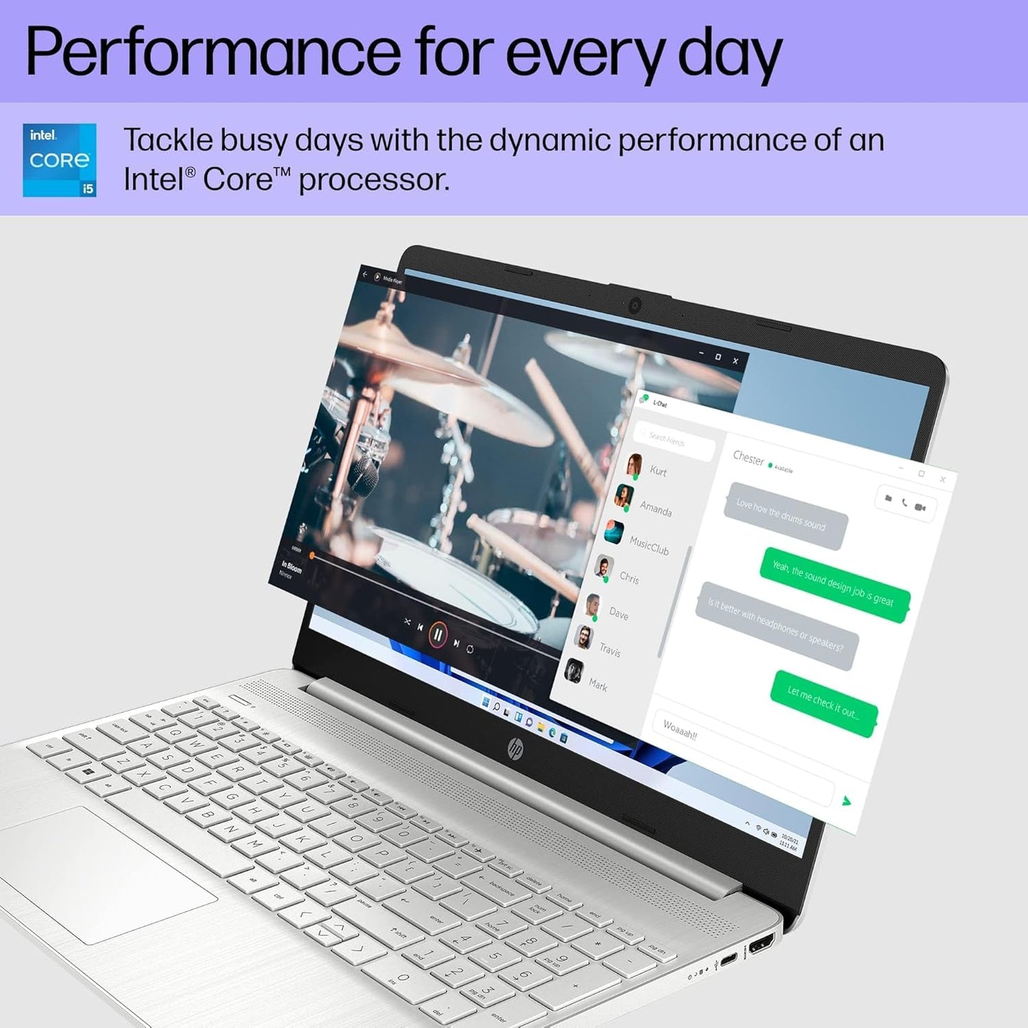 HP 15.6 inch Laptop, FHD Display, 12th Gen Intel Core i5, 16 GB RAM, 512 GB SSD, Intel Iris Xe Graphics