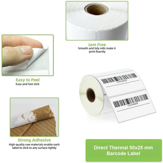 BARCODE LABEL STICKER 50*25MM  (1000 STICKER/ROLL)