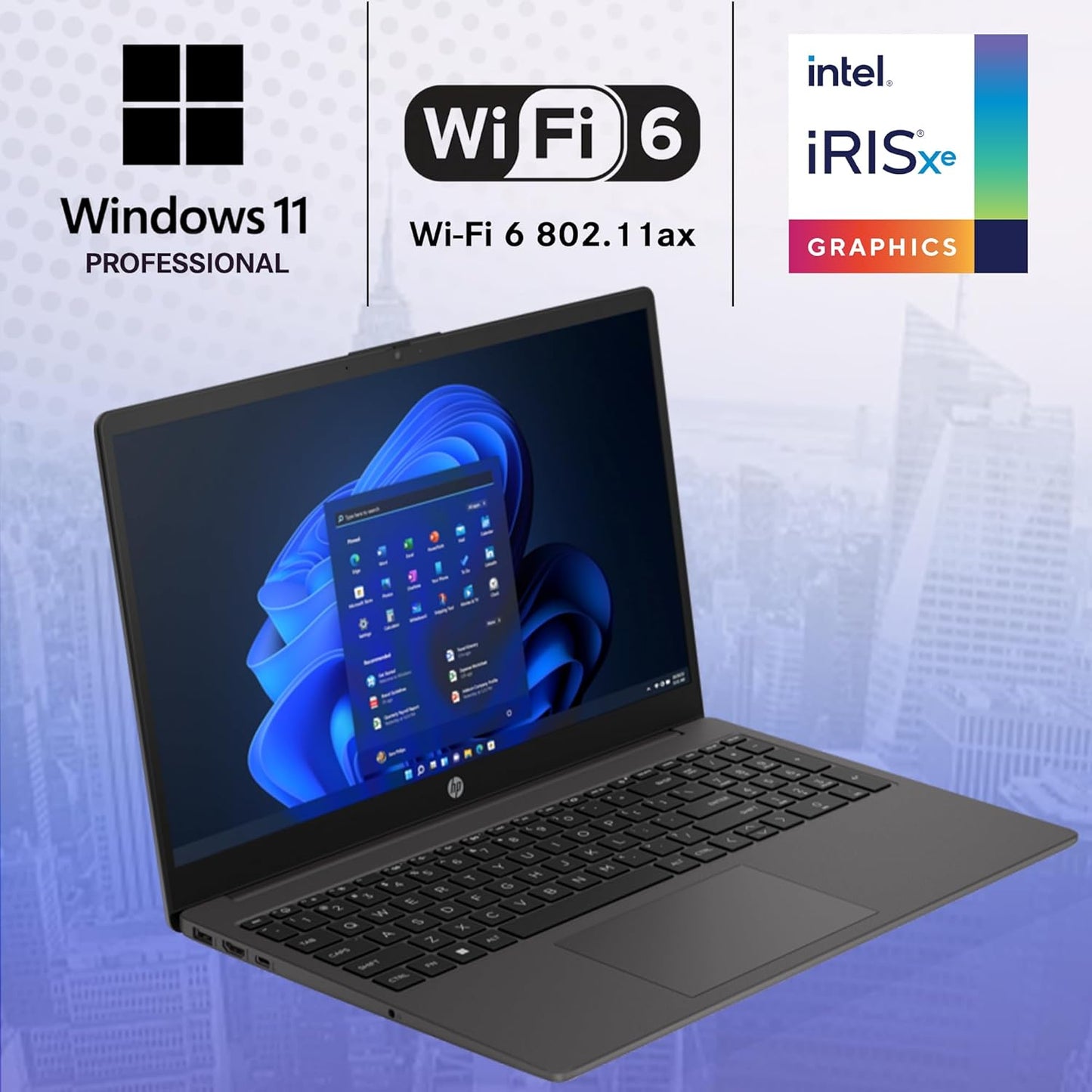 HP 250 255 G10 Business Laptop  16GB RAM, 512GB PCIe SSD for Home, Student, Webcam, Numeric Keypad, Windows 11 Pro