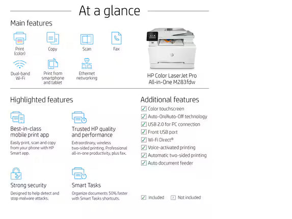 HP COLOUR LASER JET M283FDW PRINTER