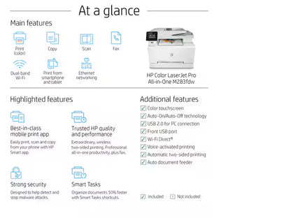 HP COLOUR LASER JET M283FDW PRINTER