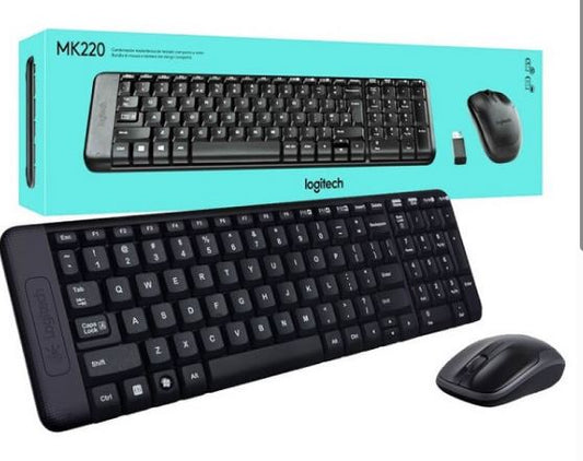 Logitech MK220 Wireless Keyboard & Mouse Combo with Narrow Edge Keyboard, USB Receiver, Long Battery Life, for PC/Laptop
