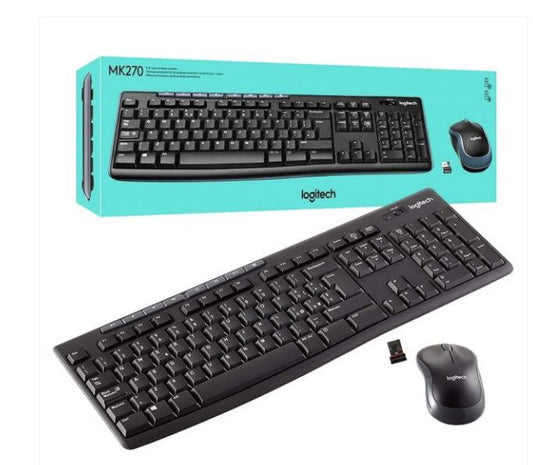 Logitech MK270 Wireless Keyboard and Mouse Suit Laptop Wireless Office Keyboard Full Size with 2.4G Receiver