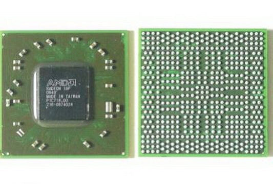 AMD processor on a green circuit board with silver pins